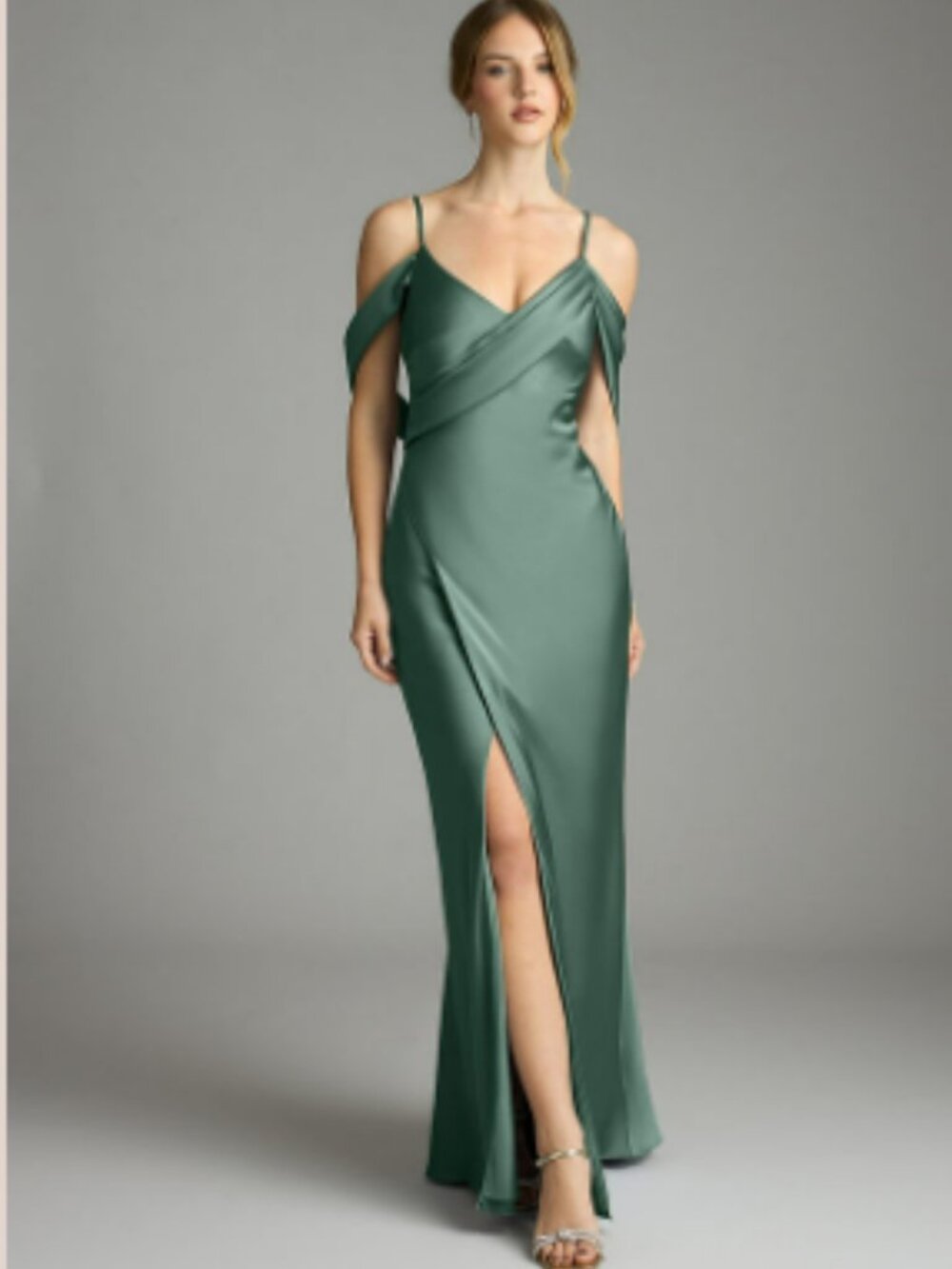 Azazie - Malaya Bridesmaid Dress - Eucalyptus Green - Size A10